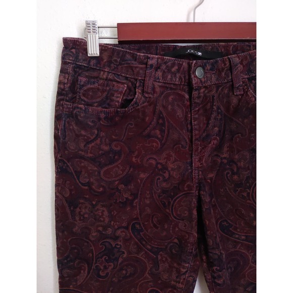 3/$20 Joe's Maroon Paisley Print Corduroy Mid Rise The Skinny Jeans 28 - Picture 3 of 10